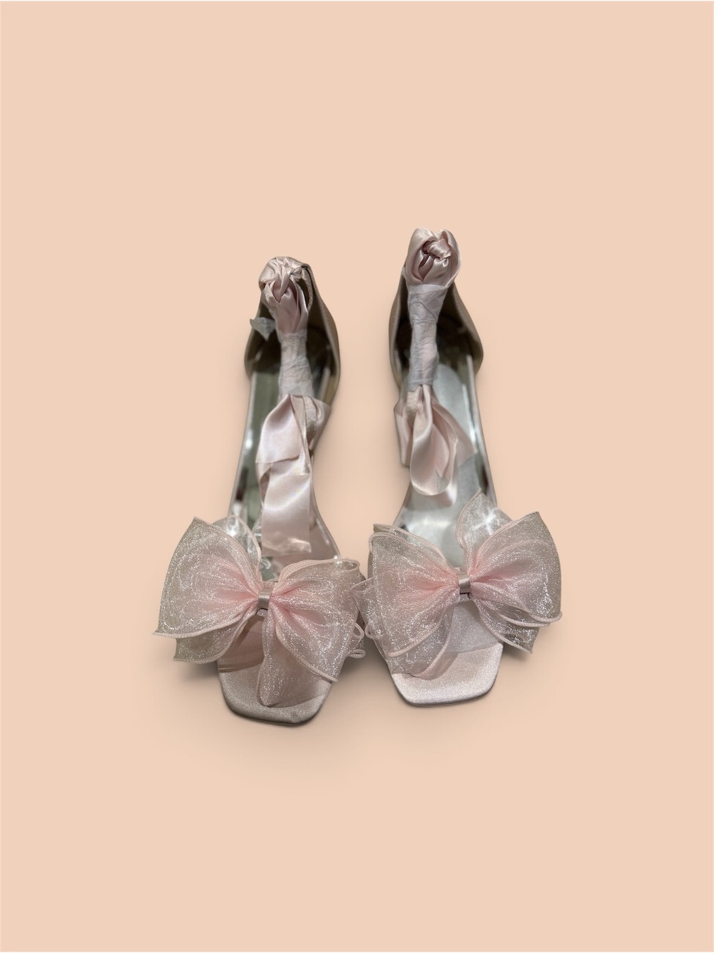 Elegant Pink Satin Bow Heels for Women